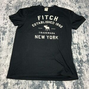 Abercrombie Fitch Mens Graphic T Shirt Black Established 1892 Moose Logo Size L